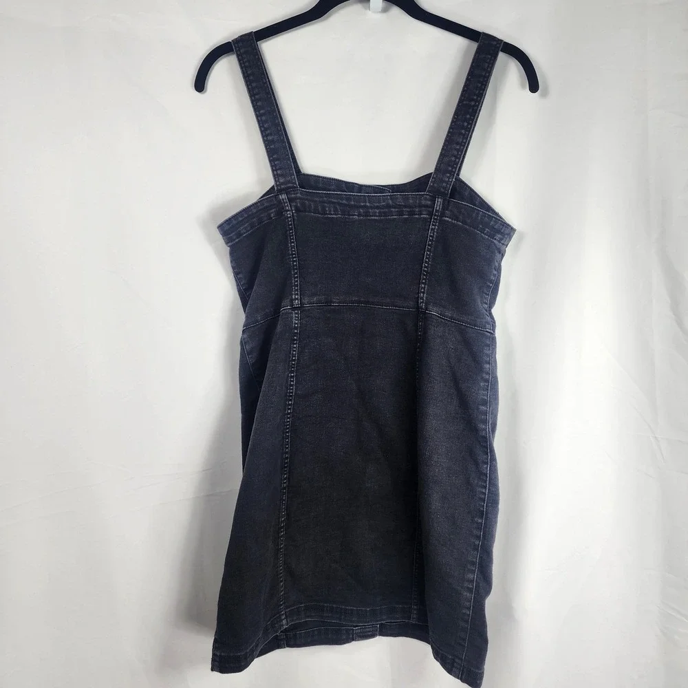 Y2K Womens Black Denim Mini Dress Sleeveless Grunge Retro 90s Dark Indie‎ Medium
